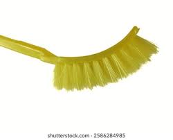Yellow Toilet Brush Isolated On White Stock