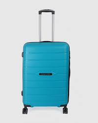 Teakwood Aqua Blue Textured Hard Sided Cabin Trolley Suitcase Blue Medium Without Ean Num