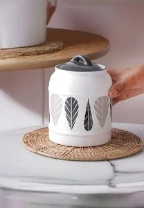 The Better Home White Grey Printed Ceramic Easy To Clean Storage Jars 2 Point 5L