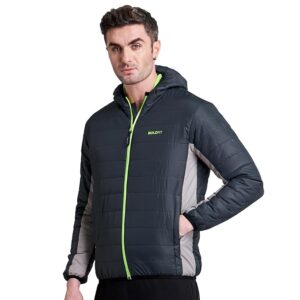 Boldfit Winter Jacket For Men Puffer Standard Length Jacket For Men Black Grey Size L