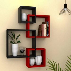 Polished 4 Shelves Brown Wooden Shelf