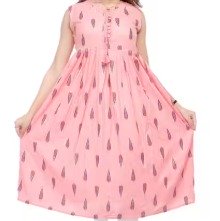 Garment Creation Peach Sleeveless Anarkali Kurti For Women Girls Size 4Xl