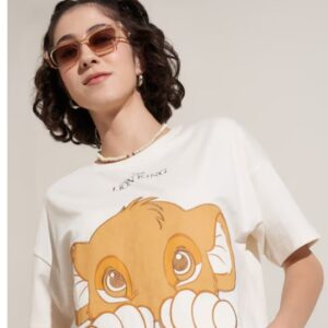 Honey Off White Printed Casual Half Sleeves Round Neck Women Relaxed Fit Top Size Xxl