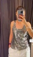 Zara Silver Colour Sequinned Dress For Women Size Xs