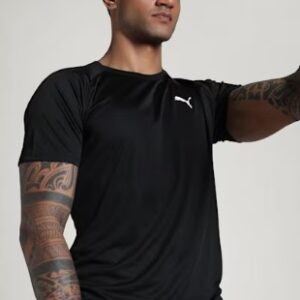 Puma Solid Men Crew Neck Black T Shirt Size M