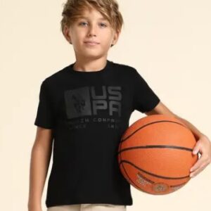 U Point S Point Polo Assn Point Black Baby Boys Graphic Print Pure Cotton Regular T Shirt Size 6 To 7Y