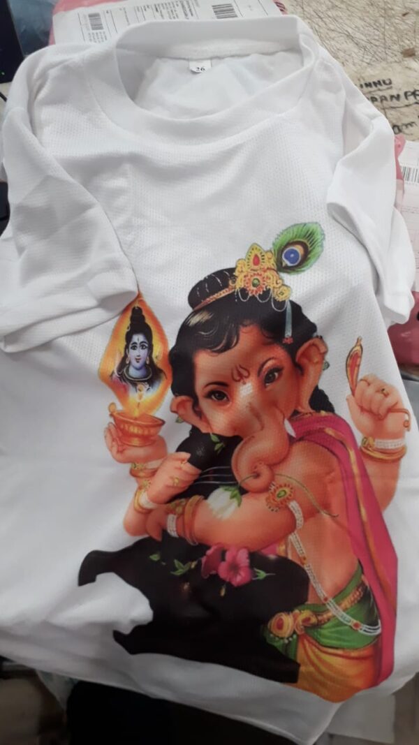 Ganpati Shiv White T Shirt For Boys And Girls Size 26