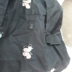 Black Cotton Butterfly Embroidered Kurti For Women Size Xl