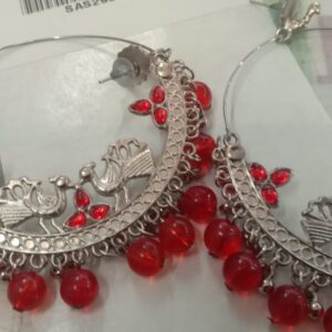 Red Stone Pearl Earrings For Women