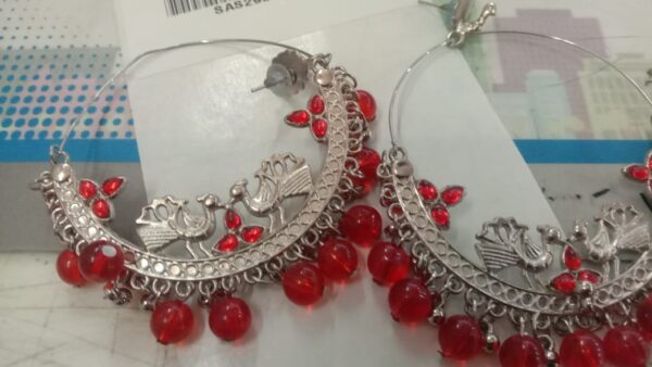 Red Stone Pearl Earrings For Women