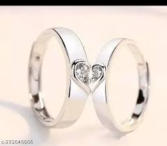 Silver Heart Making Male And Female Ring 2Pcs