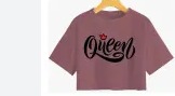 Dusty Pink Queen Printed Crop Top For Women Size L