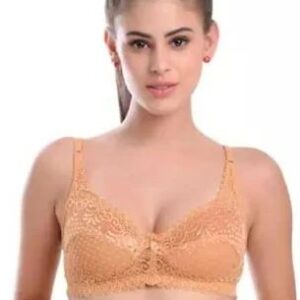 Golden Color Net Non Padded Full Coverage Bra For Women Size 32