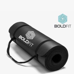 Boldfit Nbr Material Yoga Mat With Carrying Strap 10 Mm Black