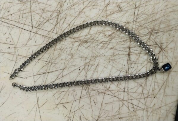 Blue Stainless Steel Zircon Pendant Necklace For Men And Boys