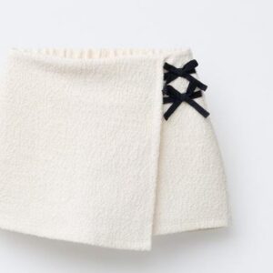 Zara White Textured Bermuda Skort For Kids Girl Size 18 Month