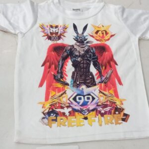 White Printed Kids T Shirt Size 22