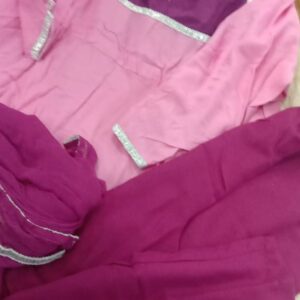 Pink Anarkali Kurti With Purple Palazzo And Dupatta For Women Size Xxl
