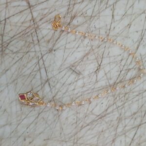 Golden Pressing Nose Pin With Chain For Women