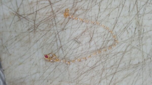 Golden Pressing Nose Pin With Chain For Women