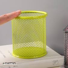 Metal Home Office Cylindrical Shaped Eraser Pencil Pen Storage Holder Green