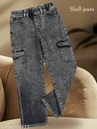 Premium Black Wash Cargo Denim For Boys Stylish Look Colour Light Black Size 28