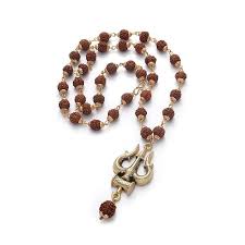 Mahakal Locket Rudraksha Mala Golden Trishul Spiritual Shiva Chain Locket Men Women