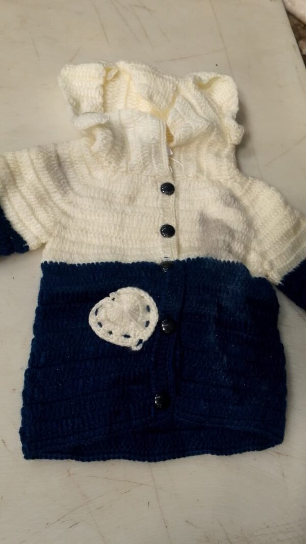 Cream And Blue Winter Sweater For Kids Size 3 To 6 Month