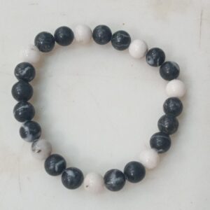 Unisex Black With White Stone Bracelet