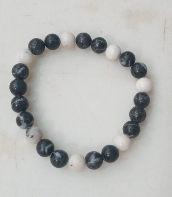 Unisex Black With White Stone Bracelet