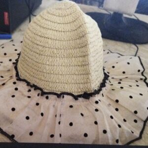 Cream Color Black Dots Printed Women Hat