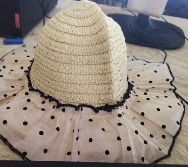 Cream Color Black Dots Printed Women Hat