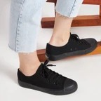 Comfortable Canvas LaceUp Casual Sneakers Shoes For WomenS Canvas Shoes For Women Black 42