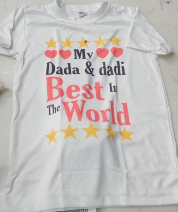 White Printed T Shirt For Kids Size 30
