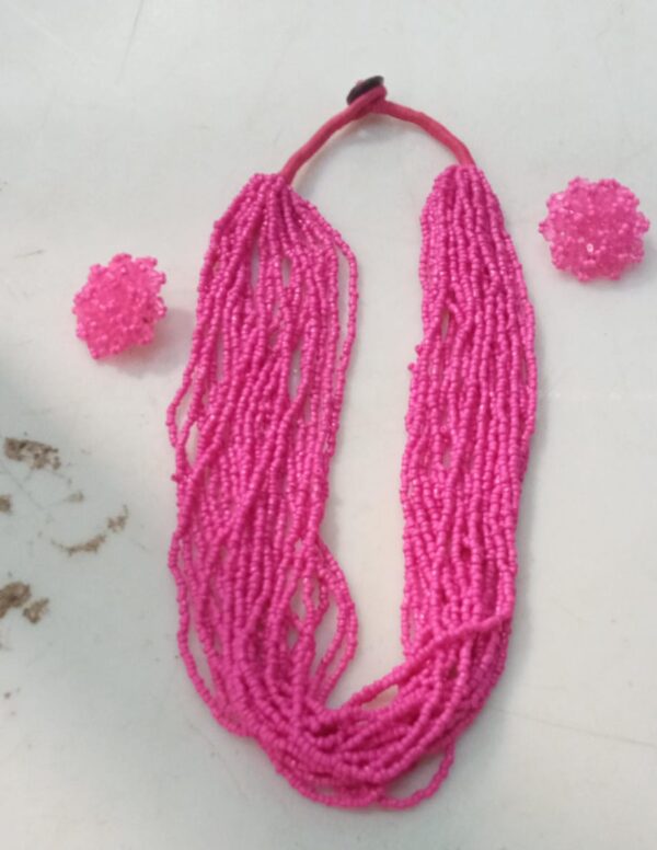 Pink Beads Necklace Set For Women
