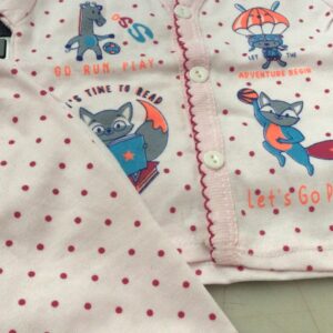 Fancy Stylish Full Sleeve Comfortable Suit For Kids White Pink Size 0 To 2 Months