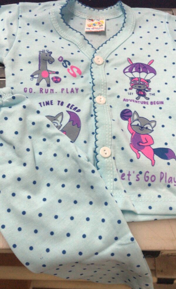 Fancy Stylish Full Sleeve Comfortable Suit For Kids Sky Size 0 To 2 Months