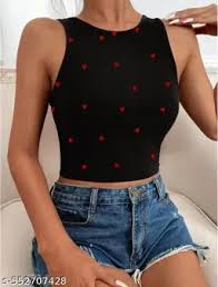 Embroidery Tank Top For Women Black Size S