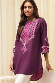 Biba Fashion Purple Color Printed Women Short Kurti Size M