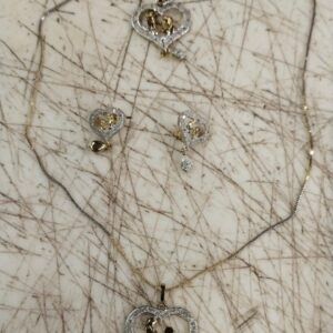 Women Golden And Silver Colour Couple Necklace With Earrings