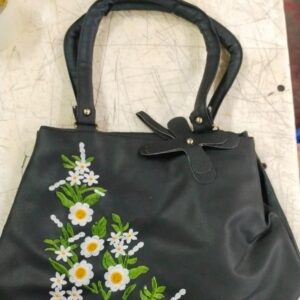 Women Black Colour With Flower Printed Purse