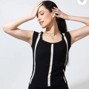 Organic Armisto Party Sleeveless Self Design Women Black Top Size S Black Color