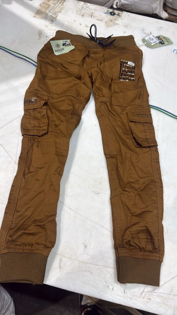 Kids Boys Rib Pant Jogger Brown Color Size 28