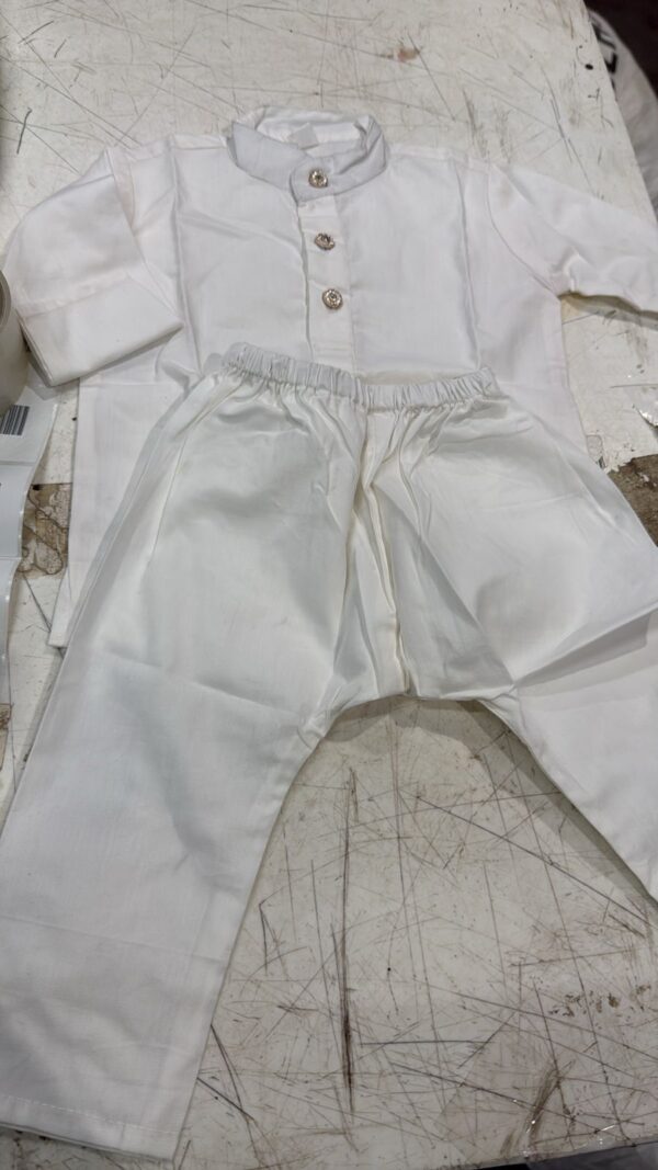 Kids Boys White Color Kurta Pyjama Set Size 6 To 12 Month Kids