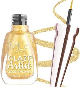 Mila Beaute Glaze Artist Liquid Eyeliner | Water Proof SmudgeProof Magical Gold 6Ml