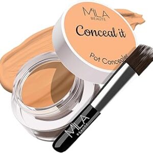 Mila Beaute Conceal It Pot Concealer With Brush | Enriched With Spf 15 And Vitamin E | Lightweight Concealer Natural Nude 4Gm