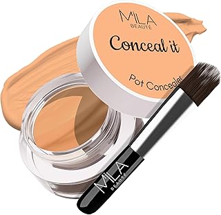 Mila Beaute Conceal It Pot Concealer With Brush | Enriched With Spf 15 And Vitamin E | Lightweight Concealer Natural Nude 4Gm
