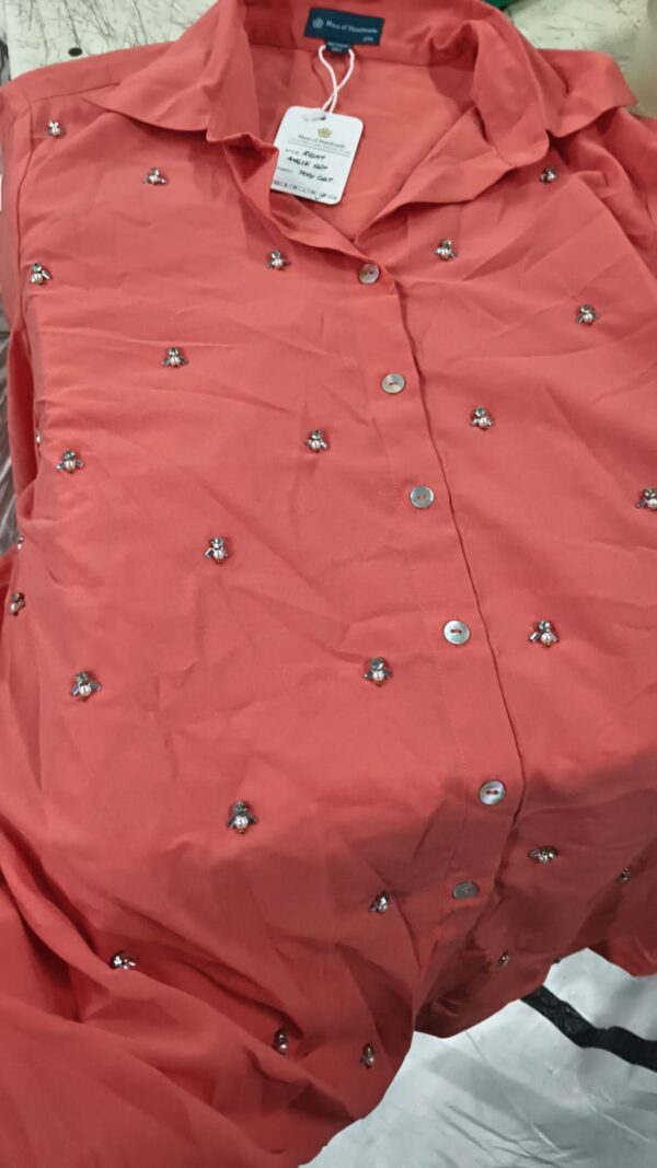 Women Embroidered Ethnic Orange Top Size Xxl