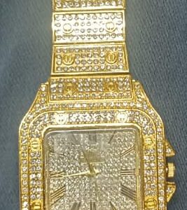 Stainless Steel Diamond Crystal Silver Chain Analog Watch For Men Rsa035