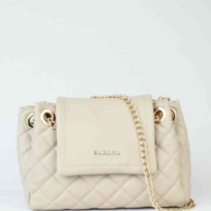 Baraca Textured Leather Sling Bag With Quilted Grey